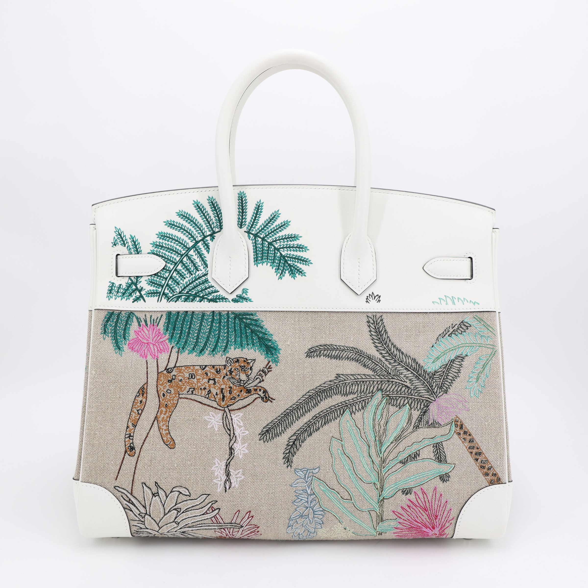 HERMÈS 爱马仕 限量收藏款 Birkin 35 01 纯白色 White Swift牛皮 Toile H 帆布 银扣 B刻 2023年
